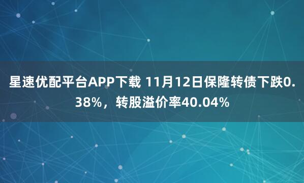 星速优配平台APP下载 11月12日保隆转债下跌0.38%，转股溢价率40.04%